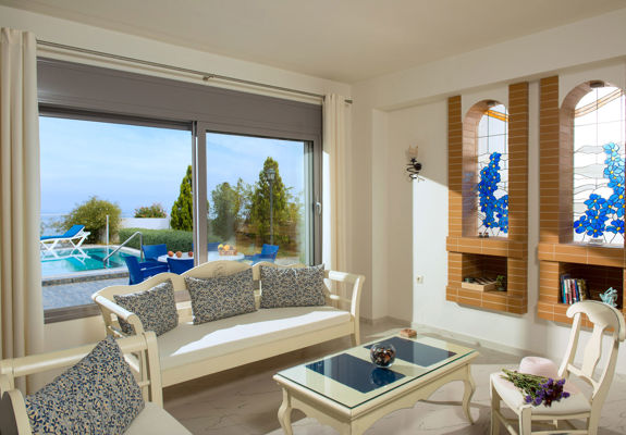 Danae Villas Hersonissos Crete Blue Villa living room